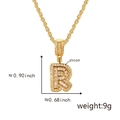 Golden pendant necklace featuring a bubble-style letter R iced out with zircon stones - Pendant Only (Without Chain) (R) / Gold