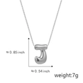 Polished silver chunky letter J pendant necklace with size details in minimalist style - J Silver (Pendant Only (Without Chain))