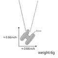 Pendente lettera H in argento con zirconi incastonati e misure del prodotto - Lettera H Argento