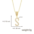 Zircon-studded letter S pendant necklace in gold finish with size specifications - Letter S-Gold