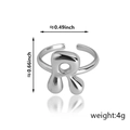 Anello regolabile argento lettera R design a bolla, larghezza 0,49 pollici e altezza 0,66 - Stile Lettera R (92) / Argento
