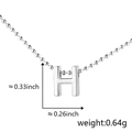 Polished silver letter H pendant necklace with small bead chain for women fashion - H (Silver)