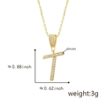 Gold-plated letter T pendant necklace with sparkling cubic zirconia pavé and size marks - Letter T-Gold