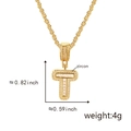 Gold plated initial T pendant necklace with sparkling cubic zirconia on twist chain - Gold