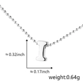 Polished silver capital letter I pendant on a minimalist ball chain necklace for women - I (Silver)