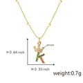 Ciondolo dorato con lettera K a corona e zirconi colorati, misura 1,6x0,8 cm - Solo ciondolo / Lettera K Multicolore (Solo Ciondolo (Senza Catena))