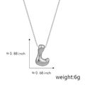 Polished silver metal letter L pendant necklace with chunky wavy design on white backdrop - L Silver (Pendant Only (Without Chain))