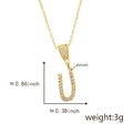 Gold letter J pendant necklace with white zircon stones and size measurement details - Letter U-Gold
