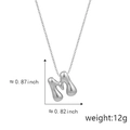 Minimalist silver chunky letter M pendant necklace with glossy fluid metal finish - M Silver (Pendant Only (Without Chain))
