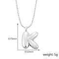 Collier avec pendentif lettre K ballon argenté, chaîne à billes, poids 5g, 0,75x0,52 pouce - Style K (Pendentif uniquement (Sans chaîne)) / Argent