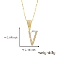 Gold pendant necklace featuring a cubic zirconia V-shaped letter on a delicate chain - Letter V-Gold