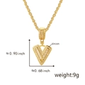 Golden letter V pendant necklace with cubic zircon pavé and rope chain in hip hop style - Pendant Only (Without Chain) (V) / Gold