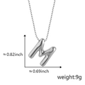 Collana con ciondolo a lettera M a palloncino in argento lucido con design 3D - M Argento (Ciondolo Senza Catena)