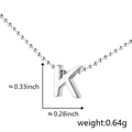 Polished silver letter K pendant necklace with ball chain for modern women's jewelry - K (Silver)