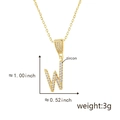 Golden necklace featuring a zircon-studded capital letter W pendant with fine chain - Letter W-Gold