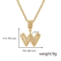Gold-plated letter W pendant necklace with pavé zircons and a twisted rope chain - Gold