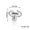 Anello regolabile in argento lettera T con goccia, larghezza 0,47 pollici, altezza 0,65, 4g - Stile Lettera T (92) / Argento