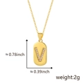 Gold oval pendant necklace featuring a micro-pave zircon letter V with size dimensions - Letter V (Pendant Only - Without Chain)