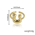Anello regolabile placcato oro a forma di U con dimensioni 0,51 x 0,65 pollici - Stile Lettera U (92) / Oro