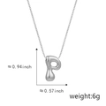 Polished silver P-letter necklace pendant with minimalist chunky alphabet design - P Silver (Pendant Only (Without Chain))