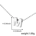 Polished silver letter M alphabet pendant necklace with classic ball chain for women - M (Silver)