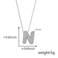 Ciondolo lettera N color argento con pavé di zirconi e catenina sottile raffinata - Lettera N Argento