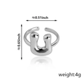 Anello aperto regolabile placcato argento con design astratto a forma di U lucido - Stile Lettera U (92) / Argento