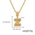 Gold plated letter Z pendant necklace with zircon stones on a gold rope chain - Gold