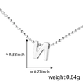 Polished silver letter N alphabet pendant necklace with dimensions and weight info - N (Silver)