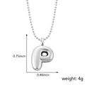 Collier avec pendentif lettre P argenté style ballon et chaîne à billes classique - Style P (Pendentif uniquement (Sans chaîne)) / Argent