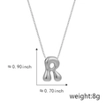 Polished silver bubble letter R pendant necklace with chunky 3D mirror finish design - R Silver (Pendant Only (Without Chain))