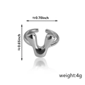 Anello aperto irregolare argentato lucido con un design 3D minimalista moderno - Stile Lettera V (92) / Argento