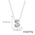 Polished silver bubble initial S pendant necklace with sleek stainless steel link chain - S Silver (Pendant Only (Without Chain))