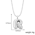 Collier avec pendentif lettre R style ballon, finition argentée polie au design 3D - Style R (Pendentif uniquement (Sans chaîne)) / Argent