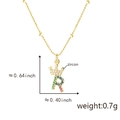 Collana dorata con pendente lettera R a corona con zirconi colorati e catenina - Solo ciondolo / Lettera R Multicolore (Solo Ciondolo (Senza Catena))