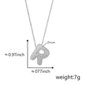 Pendente lettera P in argento con zirconi cubici e indicazione delle dimensioni - Lettera R Argento
