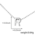 Polished silver letter R pendant necklace with dimensions 0.33in height and ball chain - R (Silver)