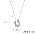 Polished silver U-shaped organic pendant necklace with dimensions 0.85 by 0.67 inches - U Silver (Pendant Only (Without Chain))