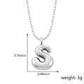 Collier avec pendentif lettre S bulle en argent poli et chaîne à billes minimaliste - Style S (Pendentif uniquement (Sans chaîne)) / Argent