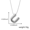 Collana con pendente a lettera U palloncino argento in finitura lucida con misure - U Argento (Ciondolo Senza Catena)