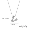 Puffy silver letter L necklace pendant with 0.77x0.82 inch dimension and 7g weight - V Silver (Pendant Only (Without Chain))