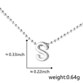 Polished silver letter S pendant necklace with round bead chain for minimalist style - S (Silver)