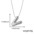 Collana con ciondolo a lettera V a bolla 3D in argento lucido con misure dettagliate - V Argento (Ciondolo Senza Catena)