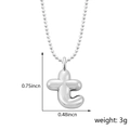 Collier avec pendentif lettre T ballon 3D argentée et chaîne à billes sur fond blanc - Style T (Pendentif uniquement (Sans chaîne)) / Argent