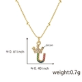 Pendaglio per collana dorato con corona e lettera U in zircone con gemme colorate - Solo ciondolo / Lettera U Multicolore (Solo Ciondolo (Senza Catena))