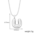 Collier avec pendentif lettre U argenté style ballon poli avec chaîne à billes - Style U (Pendentif uniquement (Sans chaîne)) / Argent