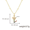 Collana dorata con lettera L corona e pietre di zircone multicolori da donna - Solo ciondolo / Lettera V Multicolore (Solo Ciondolo (Senza Catena))