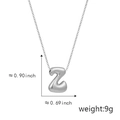 Puffed 3D letter Z pendant necklace in polished silver finish with size dimensions - Z Silver (Pendant Only (Without Chain))