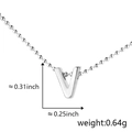 Polished silver letter V pendant necklace with dimensions and weight measurements - V (Silver)