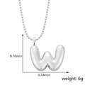 Collier avec pendentif lettre W style ballon argenté et chaîne à billes polie - Style W (Pendentif uniquement (Sans chaîne)) / Argent